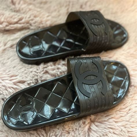 pink chanel pool slides|saks 5th avenue pool slides.